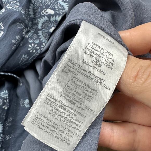 Madewell Indigo Blue Tie Back Button Front Archival Floral Print Midi Dress 8 - Picture 15 of 16